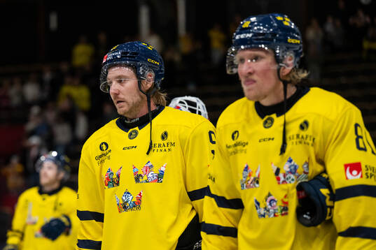 Linus Sandin and Marcus Sylvegård of Sweden look dejected