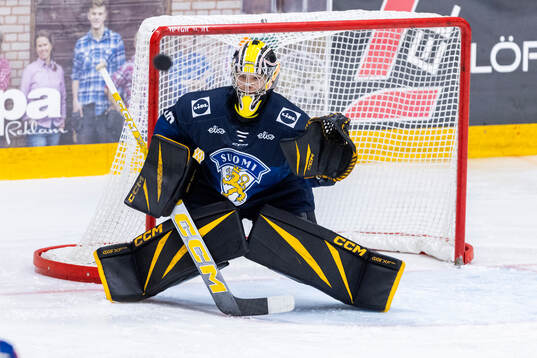 Goaltender Topi Virtanen of Finland