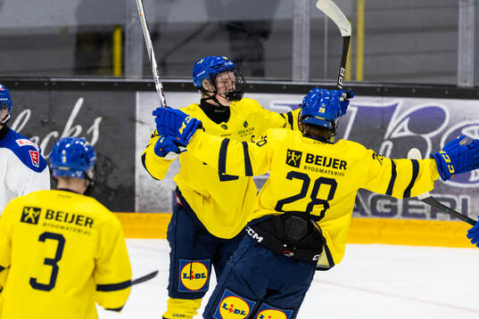 Players of Sweden celebrates