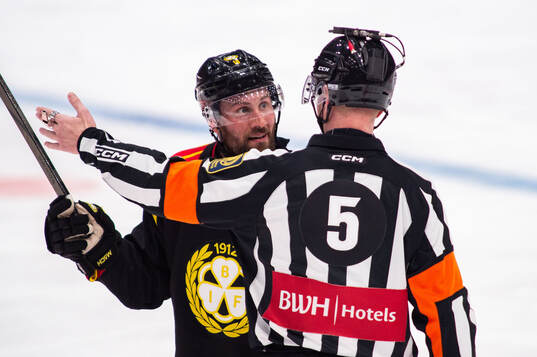 Brynäs Johan Larsson i konversation med Domare Daniel