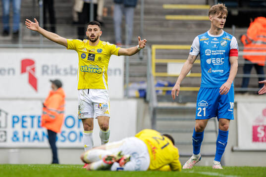 Falkenbergs Leonardo Farah Shahin reagerar