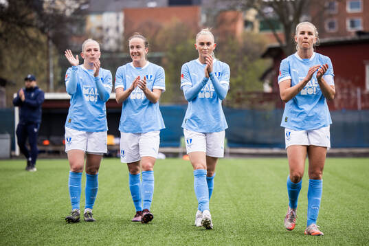 Malmö FFs Tuva Skoog, Anna Plantin, Beatrice Persson och
