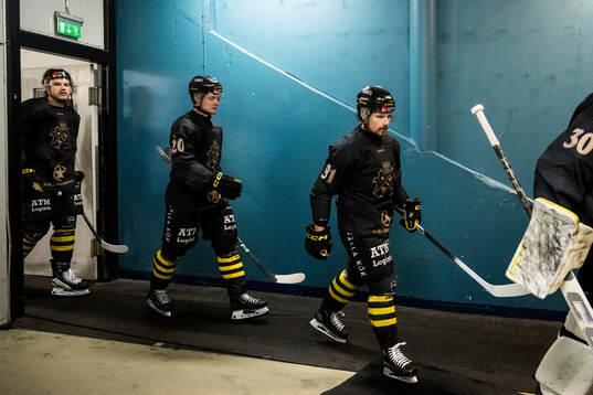 AIKs Scott Pooley, Rasmus Rudslätt och Gerry Fitzgerald