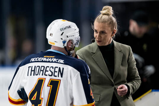 Djurgårdens Patrick Thoresen och TV4s Kajsa Kalméus