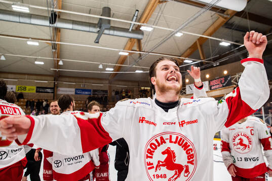 Troja/Ljungbys Fabian Hellström jublar
