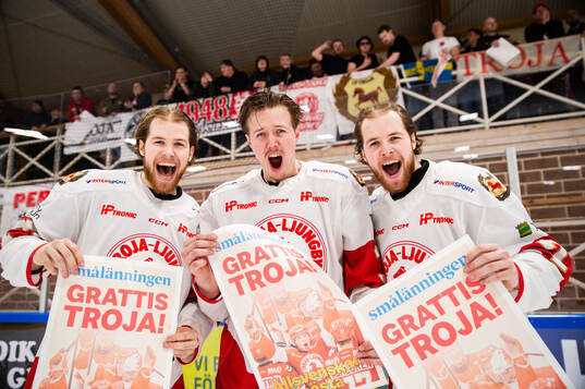 Troja/Ljungbys Joel Wahlgren, Oscar Nordin och Max Wahlgren
