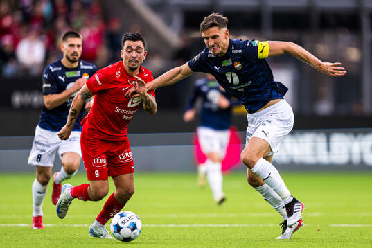 Niklas Castro of Brann and Gustav Valsvik of Strømsgodset
