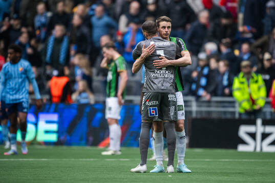 GAIS målvakt Mergim Krasniqi och Oskar Ågren