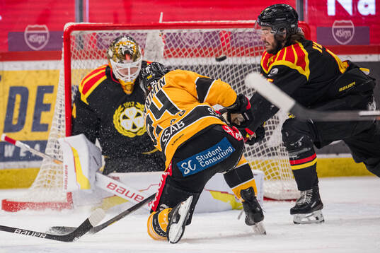 Luleås Brendan Shinnimin gör 0-3 på Brynäs målvakt