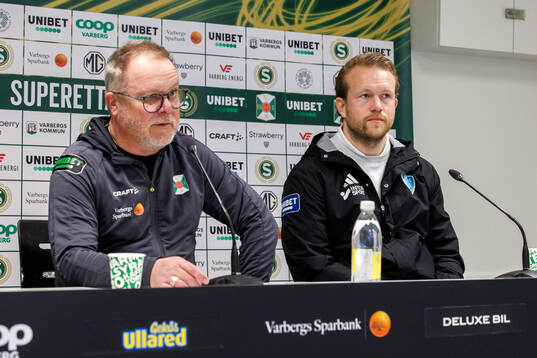 Varbergs tränare Roar Hansen och Umeå FCs tränare Anders