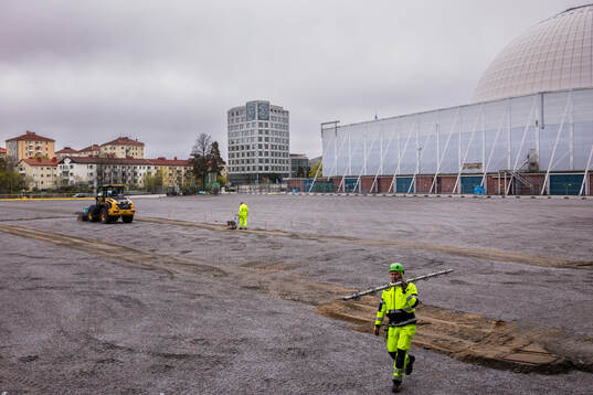 Markarbeten pågår på tomten där Söderstadion låg
