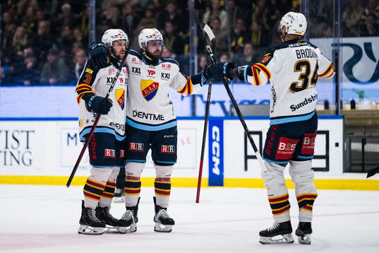 Djurgårdens August Berg och Albin Grewe jublar