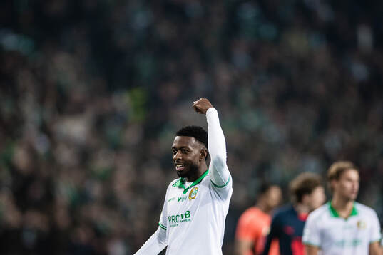 Hammarbys Shaquille Pinas jublar efter´ fotbollsmatchen i