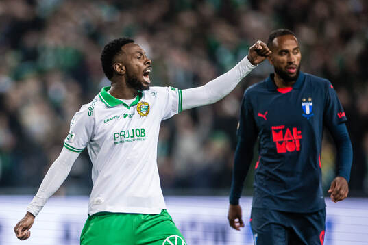 Hammarbys Shaquille Pinas jublar