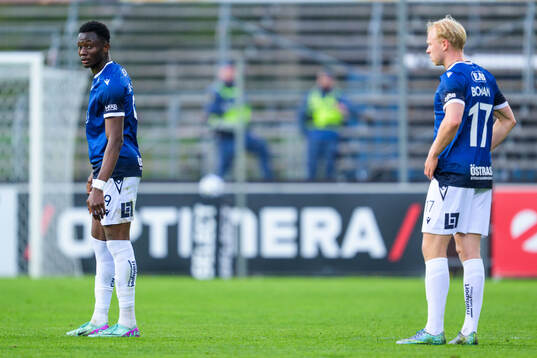 Halmstads Yannick Agnero och André Boman deppar