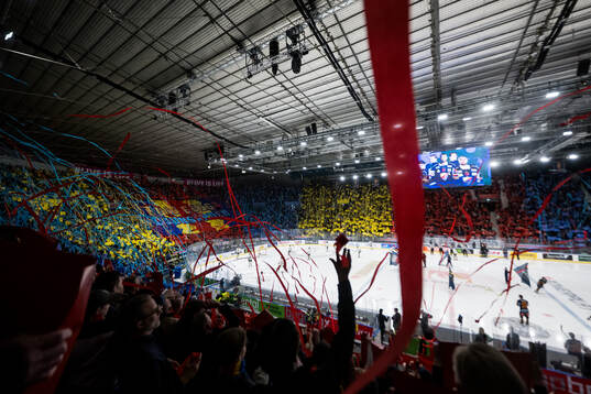 Djurgårdens supportrar med ett tifo