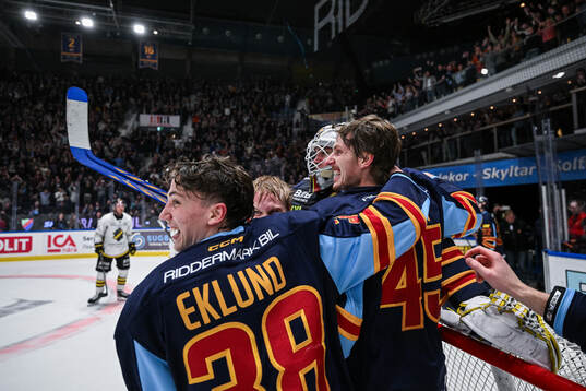 Djurgårdens Victor Eklund, Hugo Blixt och målvakt Marcus