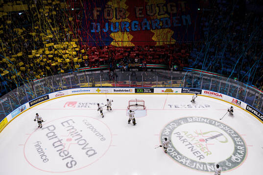 Djurgårdens supportrar med ett tifo