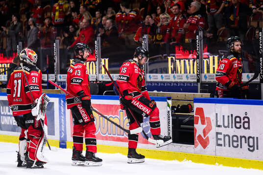 Luleås målvakt Matteus Ward, Eetu Koivistoinen och David