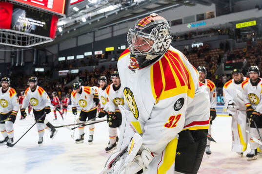 Brynäs målvakt Ludvig Persson jublar