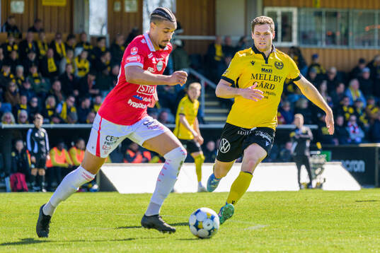 Degerfors Bernardo Gil Coutinho Morgado och Mjällbys Jacob