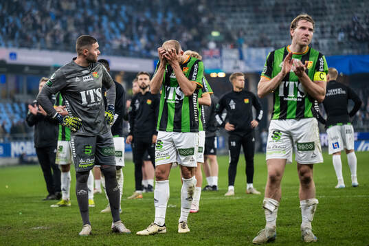 GAIS målvakt Mergim Krasniqi, Gustav Lundgren och August