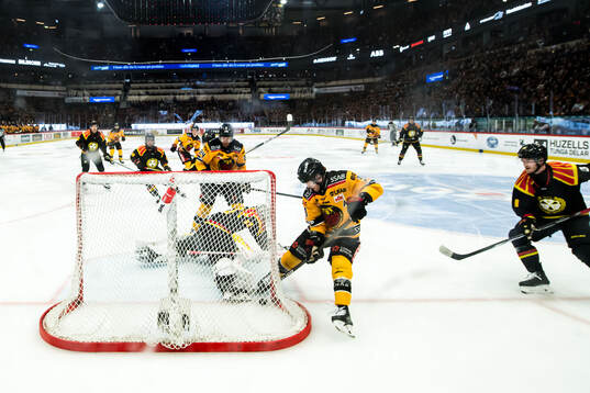 Luleås Brian O'neil och Brynäs målvakt Ludvig Persson