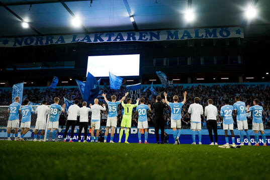 Malmö FFs spelare och supportrar jublar