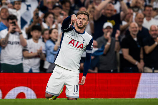 James Maddison of Tottenham celebrates
