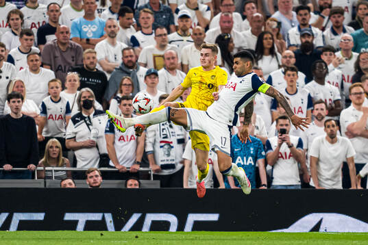 Fredrik Sjøvold of Bodø/Glimt and Cristian Romero of