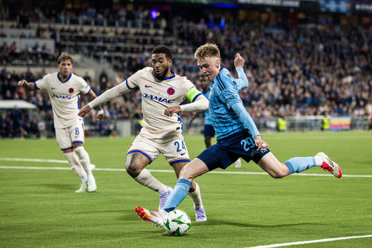 Reece James of Chelsea and Santeri Haarala of Djurgården