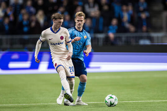 Cole Palmer of Chelsea and Hampus Finndell of Djurgården