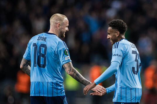 Adam Ståhl and Isak Alemayehu Mulugeta of Djurgården
