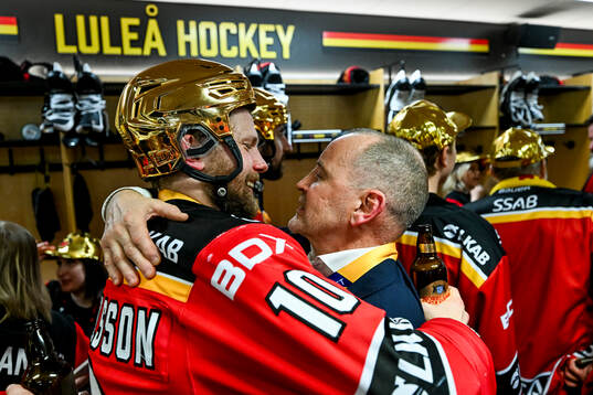 Luleås Einar Emanuelsson och tränare Thomas Berglund