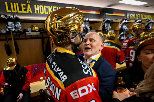 Luleås Einar Emanuelsson och tränare Thomas Berglund