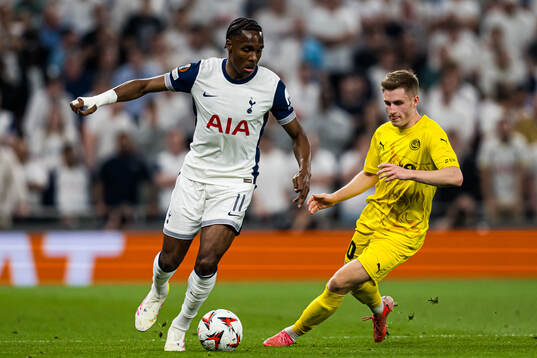 Mathys Tel of Tottenham and Fredrik Sjøvold of Bodø/Glimt