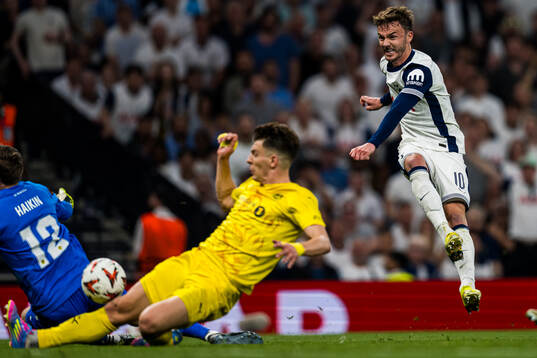 James Maddison of Tottenham scores the 2-0 goal