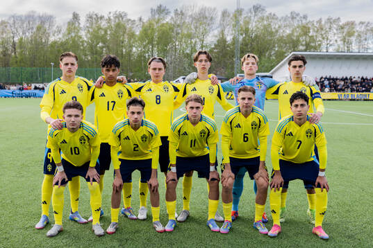 The starting eleven of Sweden pose for a team picture