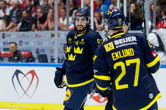 Mika Zibanejad of Sweden celebrates