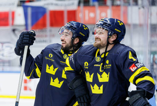 Mika Zibanejad and Rasmus Andersson of Sweden