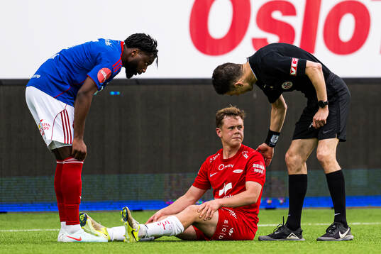 Eggert Aron Gudmundsson of Brann with an injury