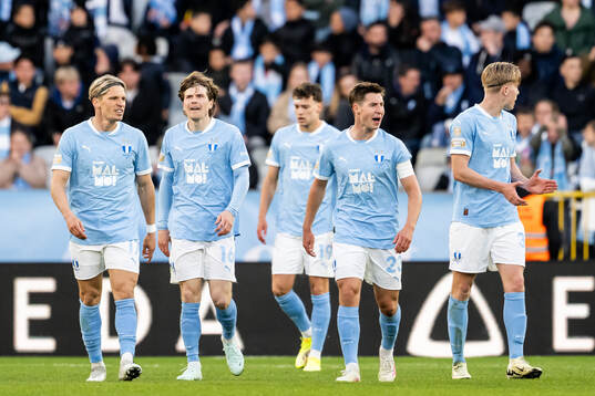 Malmö FFs Jens Stryger Larsen, Oliver Berg, Colin Rösler,