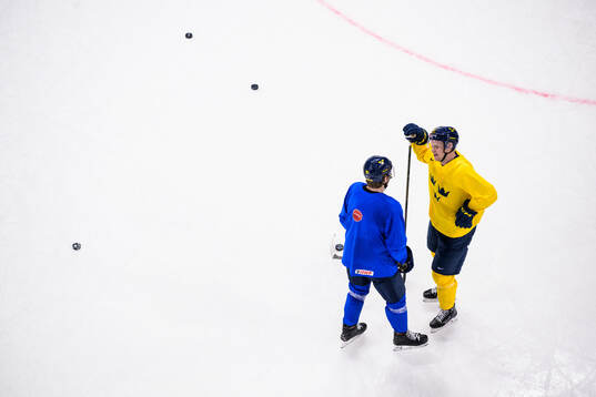 Leo Carlsson and Emil Heineman of Sweden at a practice