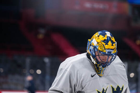Goalkeeper Samuel Ersson of Sweden at a practice session