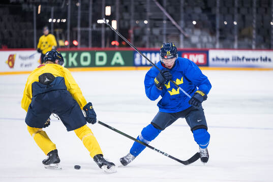 Lucas Raymond of Sweden at a practice session