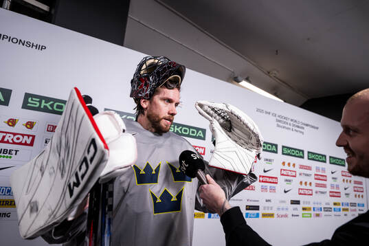 Goaltender Jacob Markström of Sweden in the mixed one