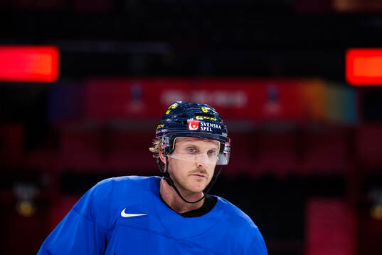 Jonas Brodin of Sweden at a practice session