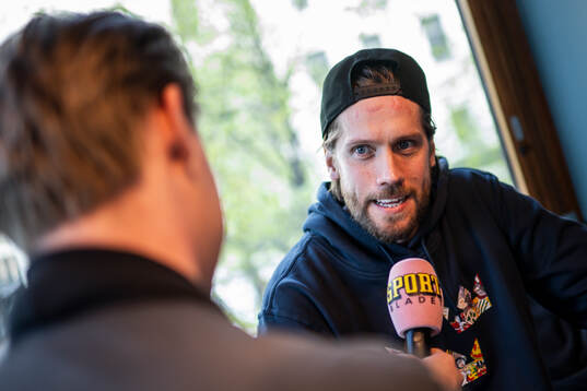 Goaltender Jacob Markström of Sweden at a press event