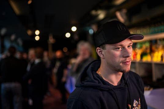 Lucas Raymond of Sweden at a press event