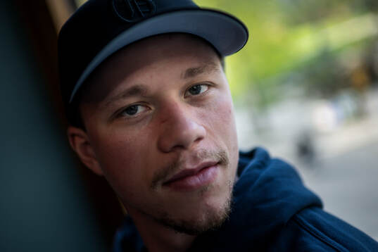 Lucas Raymond of Sweden poses for a portrait at a press